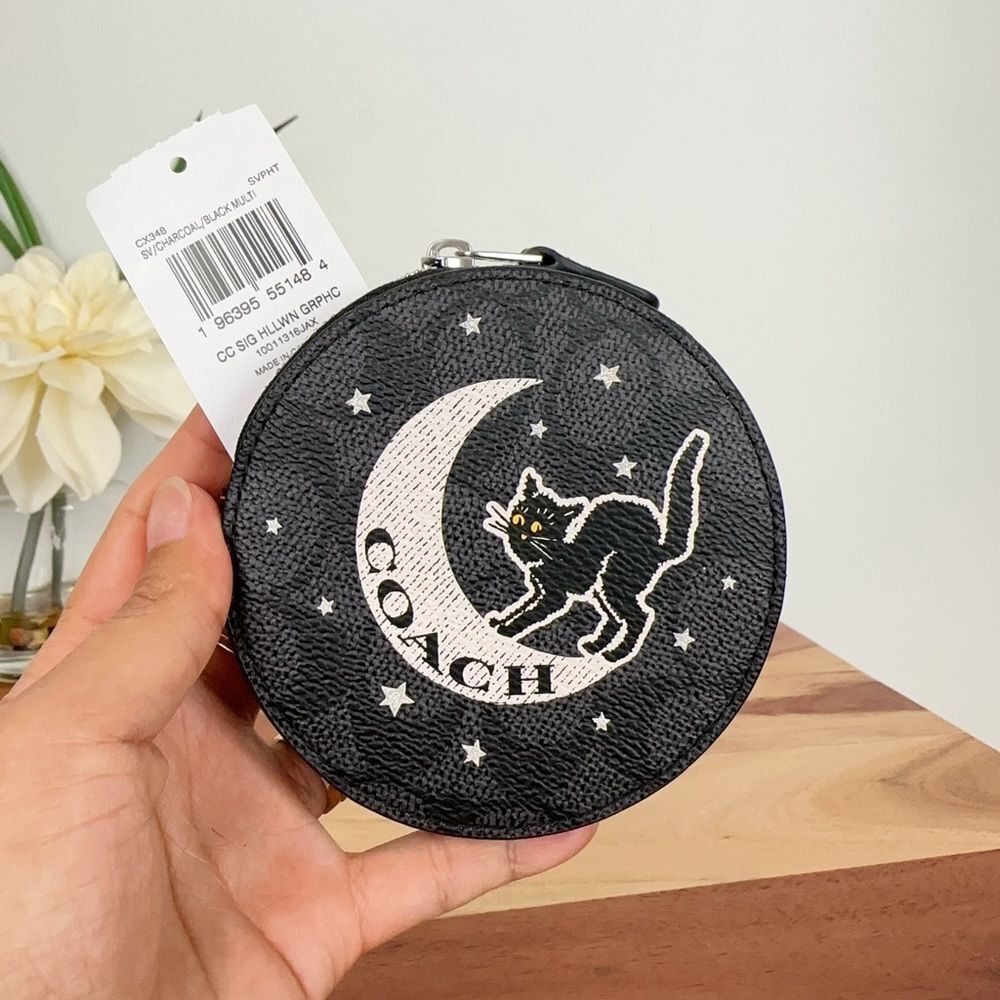 NWT Coach Coin Case In Signature Canvas With‎ Halloween Graphic - Picture 5 of 5